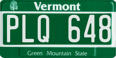 VT license plate PLQ648