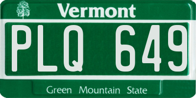 VT license plate PLQ649
