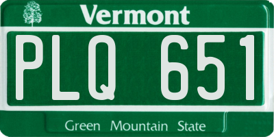 VT license plate PLQ651