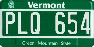 VT license plate PLQ654