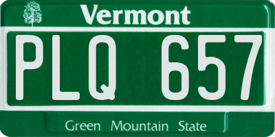 VT license plate PLQ657