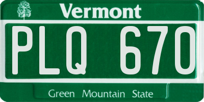 VT license plate PLQ670