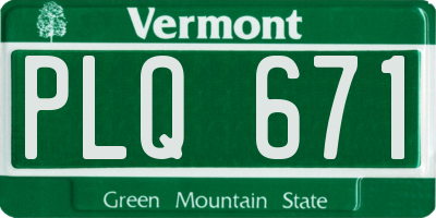 VT license plate PLQ671
