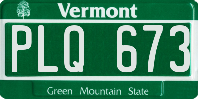 VT license plate PLQ673