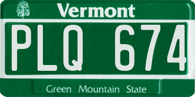 VT license plate PLQ674