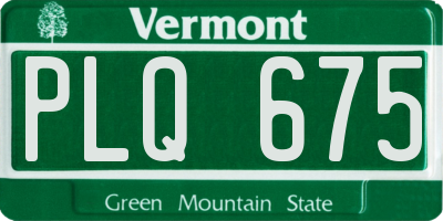 VT license plate PLQ675