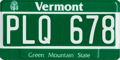 VT license plate PLQ678