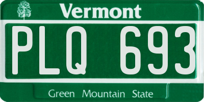 VT license plate PLQ693