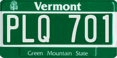 VT license plate PLQ701
