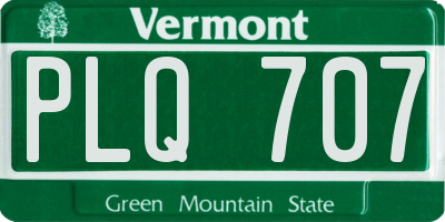 VT license plate PLQ707