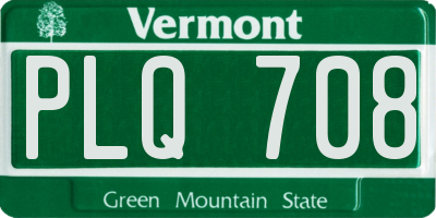 VT license plate PLQ708