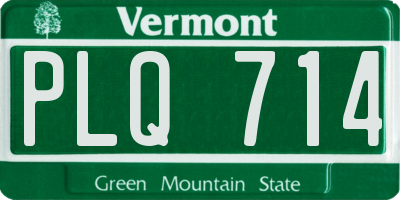 VT license plate PLQ714