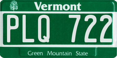 VT license plate PLQ722