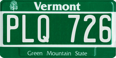 VT license plate PLQ726