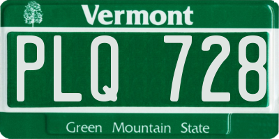VT license plate PLQ728