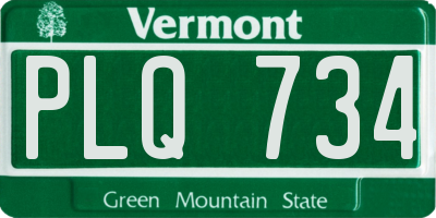 VT license plate PLQ734