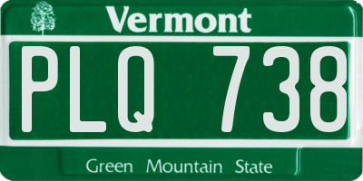 VT license plate PLQ738