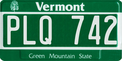 VT license plate PLQ742