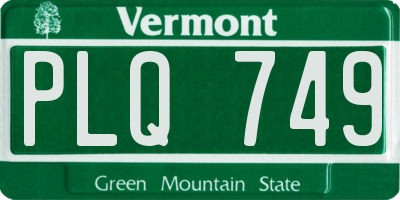 VT license plate PLQ749