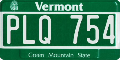 VT license plate PLQ754