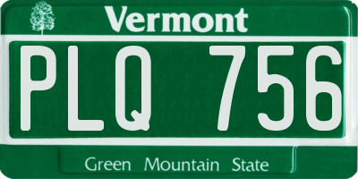 VT license plate PLQ756