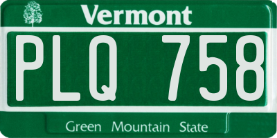 VT license plate PLQ758