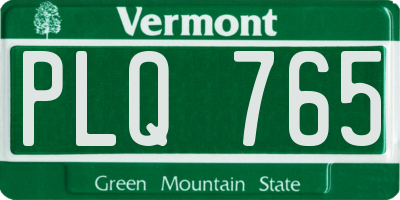 VT license plate PLQ765