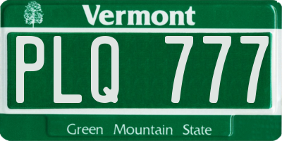 VT license plate PLQ777
