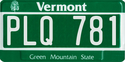 VT license plate PLQ781