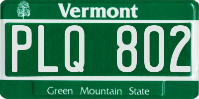 VT license plate PLQ802
