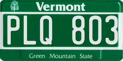 VT license plate PLQ803