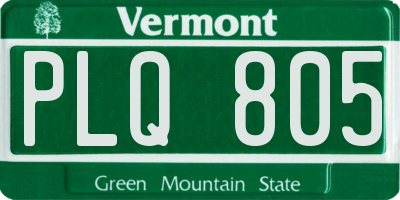 VT license plate PLQ805
