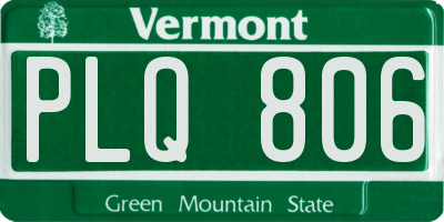VT license plate PLQ806