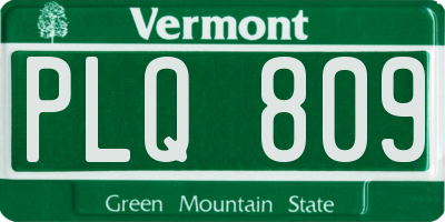 VT license plate PLQ809
