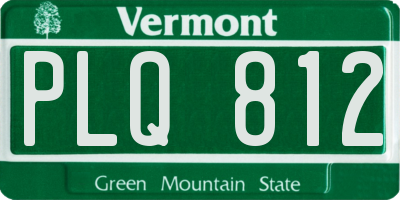 VT license plate PLQ812