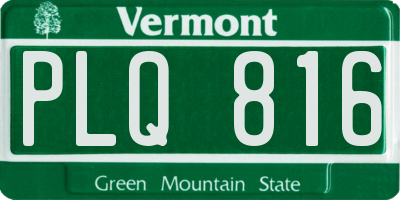 VT license plate PLQ816