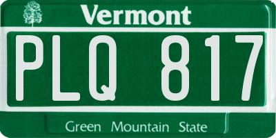 VT license plate PLQ817