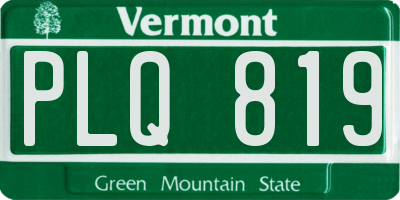 VT license plate PLQ819