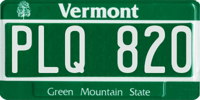 VT license plate PLQ820