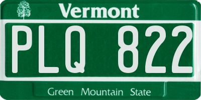 VT license plate PLQ822
