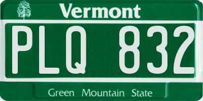 VT license plate PLQ832