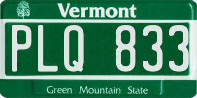 VT license plate PLQ833