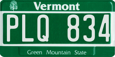VT license plate PLQ834