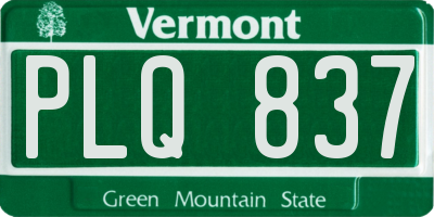VT license plate PLQ837