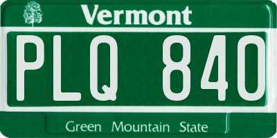 VT license plate PLQ840