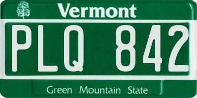 VT license plate PLQ842