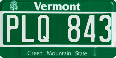 VT license plate PLQ843