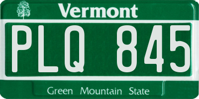 VT license plate PLQ845