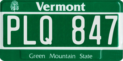 VT license plate PLQ847