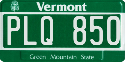 VT license plate PLQ850